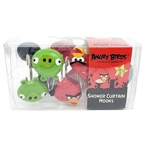 Angry Birds Shower Curtain Hooks Set of 12 Bomb Red Leonard King Pig Home Decor